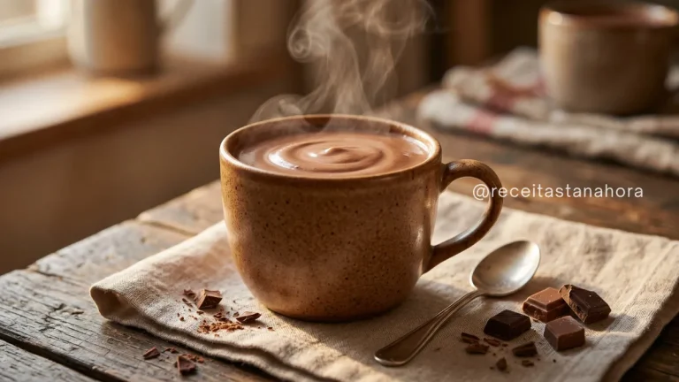 chocolate quente cremoso caseiro servido quente em caneca