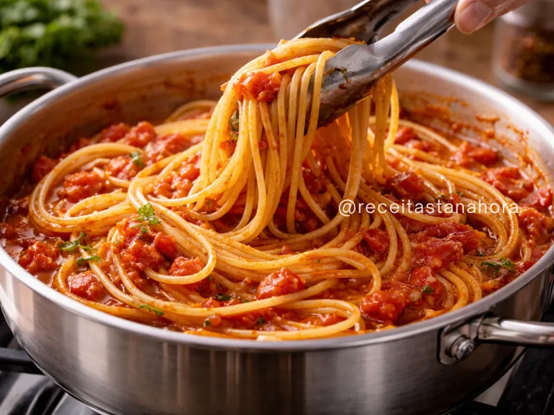 resultado de como cozinhar macarrão perfeito com molho bem incorporado
