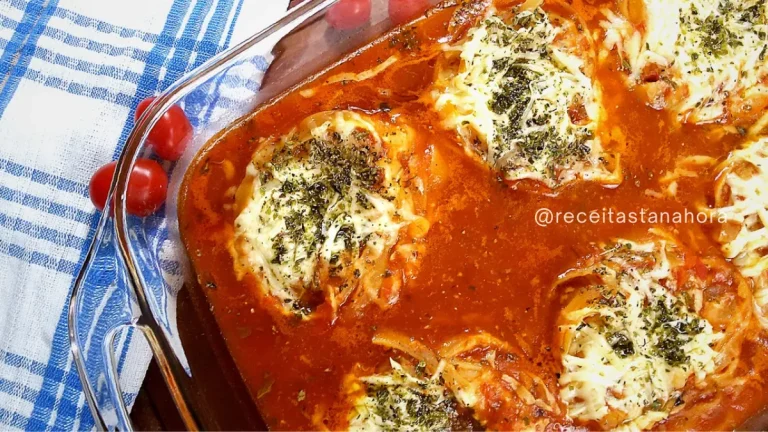 macarrão ninho recheado de forno com queijo e molho cremoso