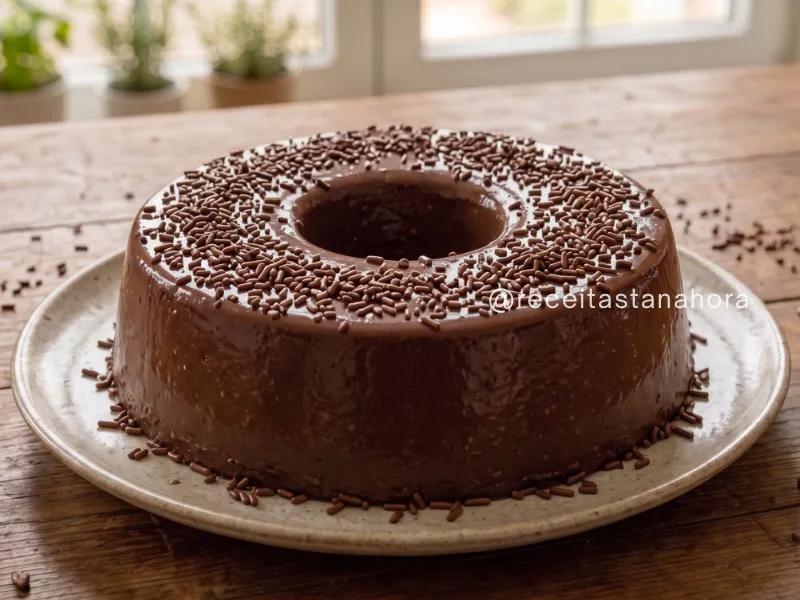 brigadeirão cremoso de chocolate pronto para servir