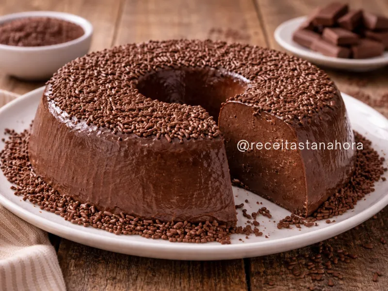 brigadeirão cremoso de chocolate pronto para servir