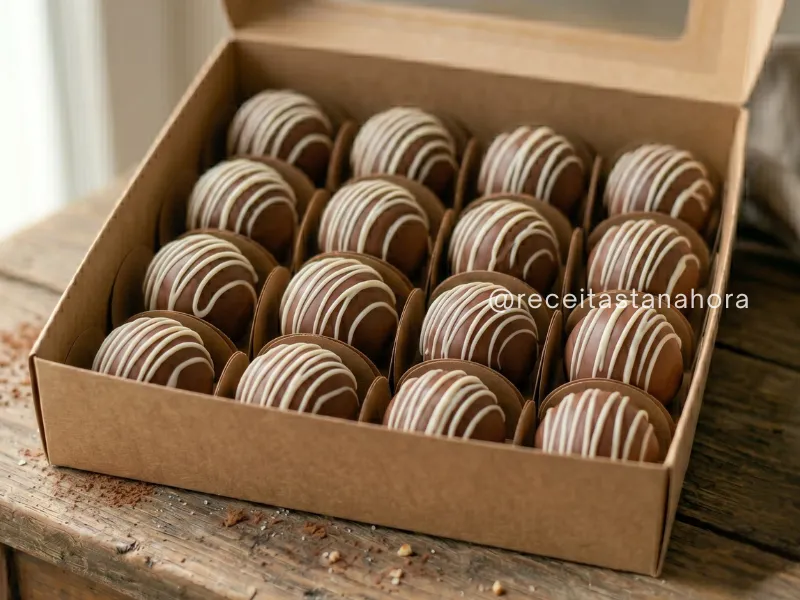 trufas caseiras de chocolate com recheio prontas para vender