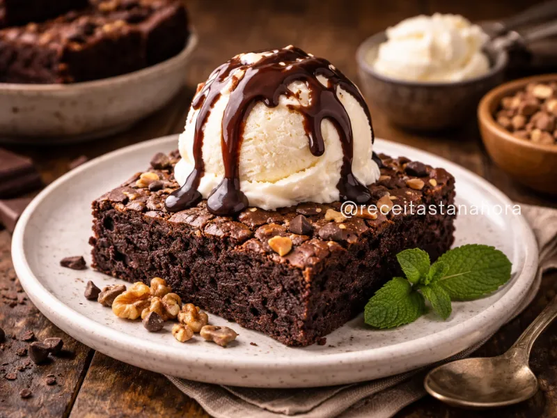 brownie com sorvete cremoso