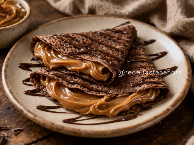 crepe de chocolate recheado com doce de leite