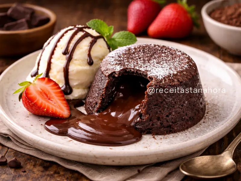 petit gateau de chocolate com recheio cremoso