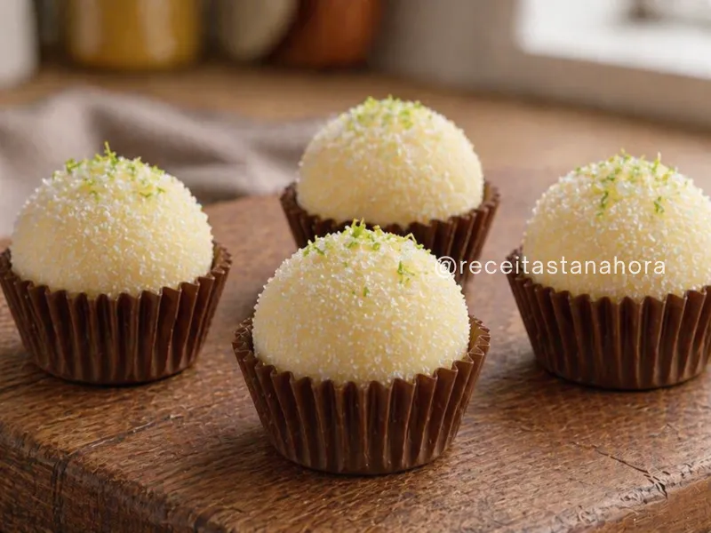 brigadeiro gourmet de caipirinha para vender com açúcar cristal e raspas de limão