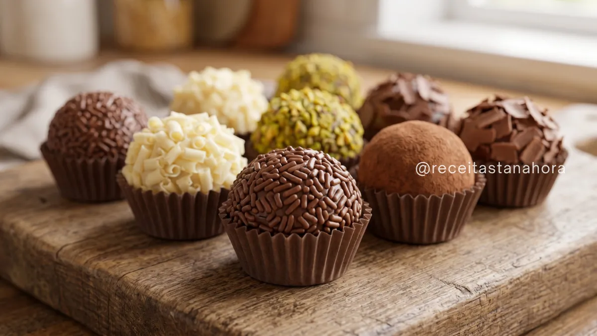 brigadeiro gourmet para vender com apresentação profissional e confeitos variados