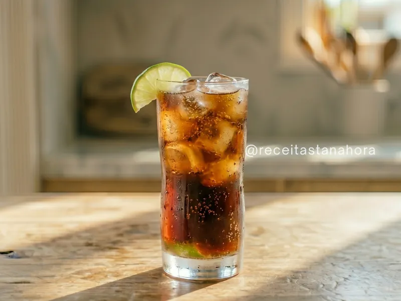 drink para o carnaval cuba libre com rum limão e refrigerante cola com gelo