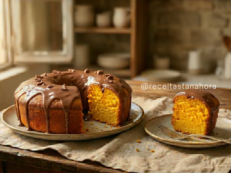 bolos caseiros de cenoura com cobertura de chocolate cremosa