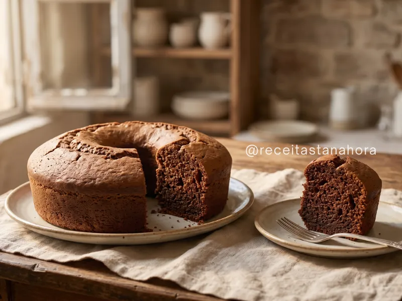 bolos caseiros de chocolate macios com fatia servida