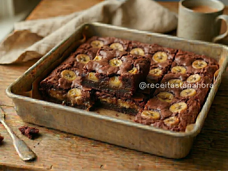brownie de chocolate com banana macio