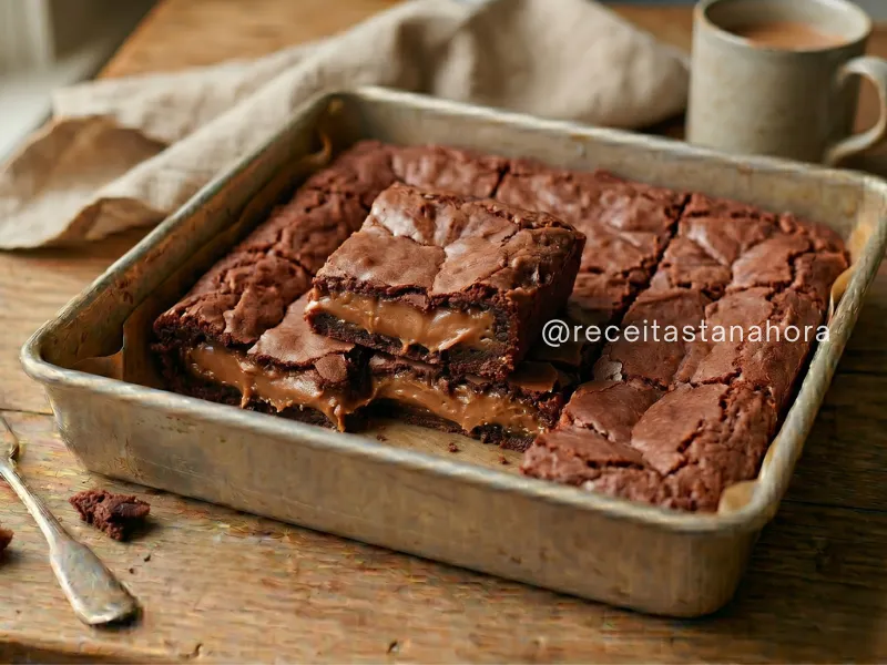 brownie recheado com doce de leite cremoso