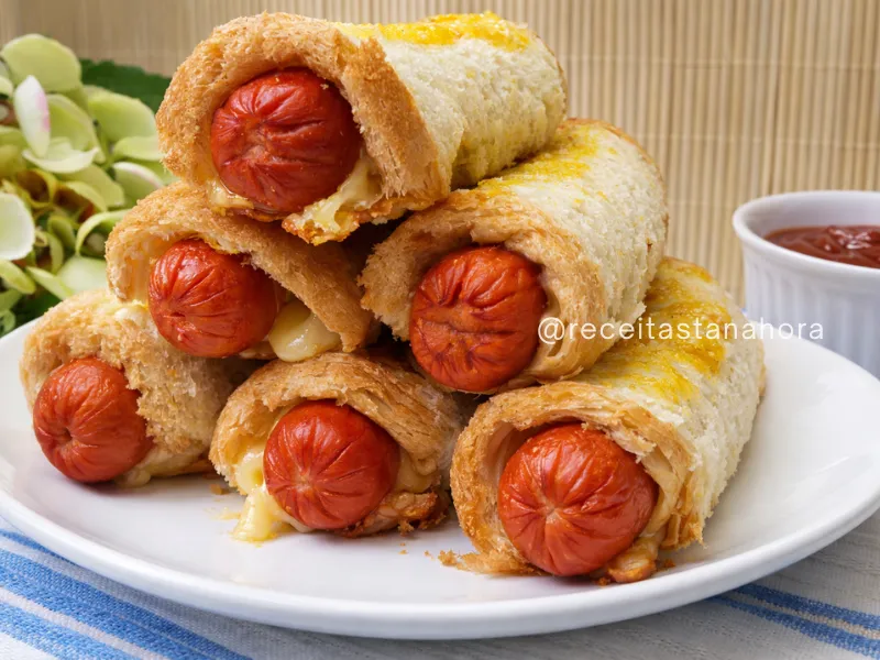 enroladinho de salsicha com pão de forma fácil para crianças
