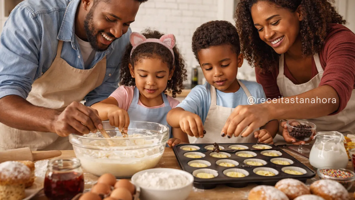 crianças preparando receitas simples e divertidas na cozinha