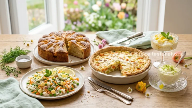 receitas de primavera com sobremesas leves, arroz colorido e quiche caseira
