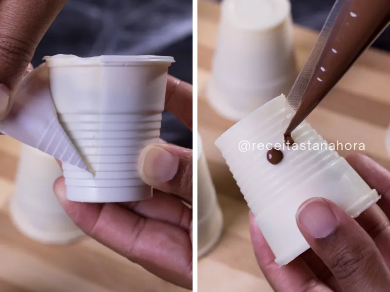 desenho de rosto de fantasma na trufa de chocolate