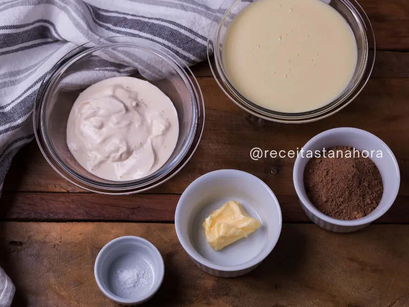 ingredientes para cobertura de brigadeiro