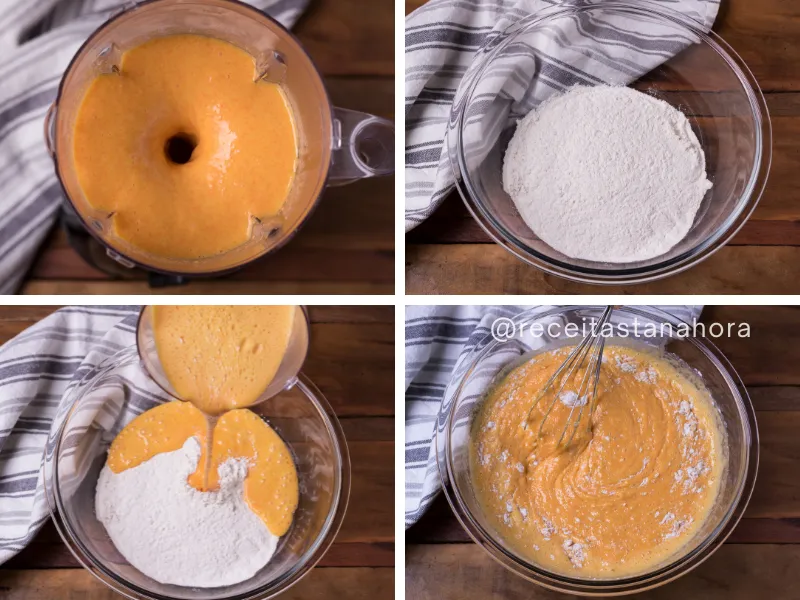preparo da massa do bolo de cenoura