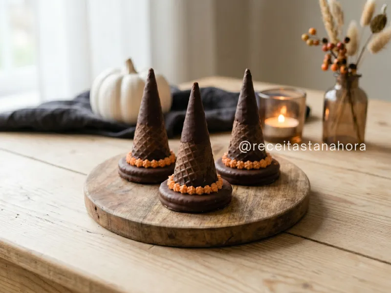 chapéu de bruxa de chocolate decorado para festa halloween