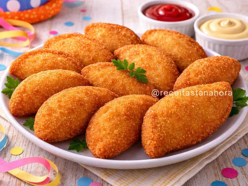 rissole de presunto e queijo crocante servido em festa