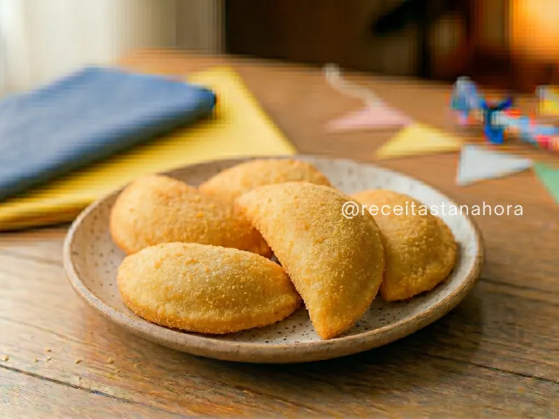 rissole de presunto e queijo frito com massa crocante típico de festa