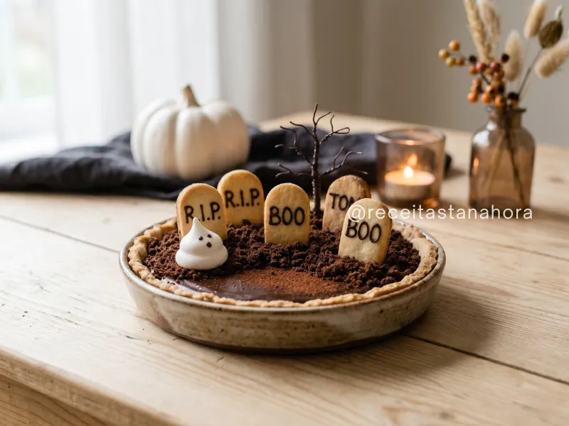 torta cemitério de chocolate decorada para halloween